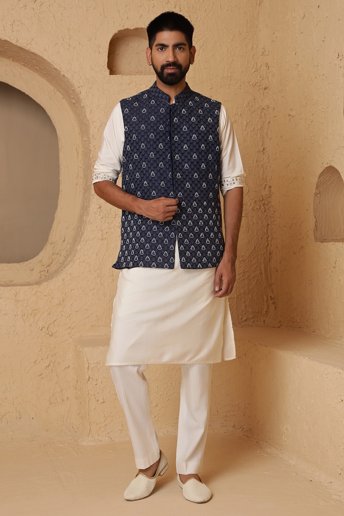 Buy Blue Pearl Work Kurta & Pants for Men by Designer Harshita Dhanawat available online at ScrollnShops
